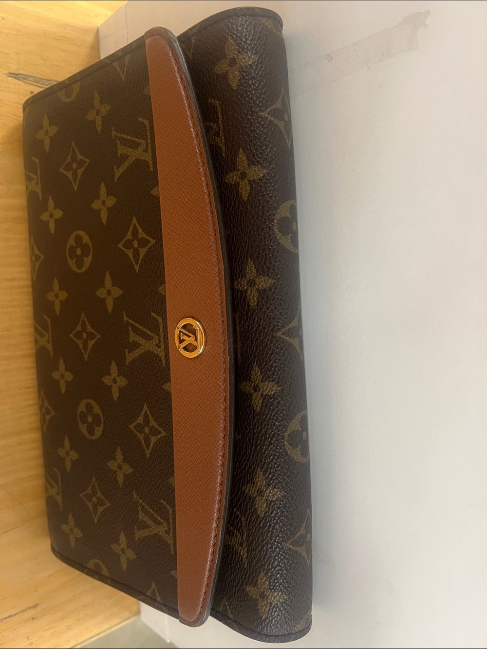 Louis Vuitton Monogram Canvas Clutch with Brown Trim - Picture 3 of 8